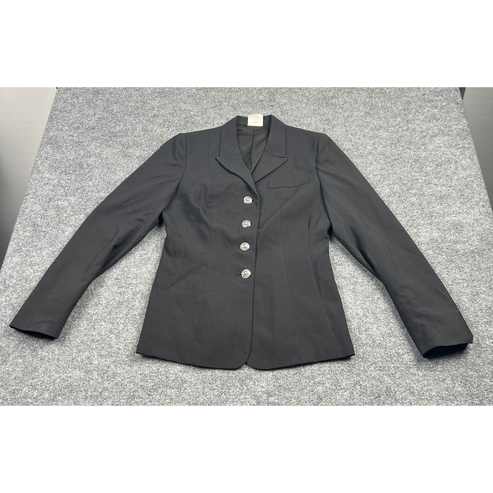 Vintage US Army Womens Dress Blue Uniform Blazer Jacket Black 12T Eagle Buttons